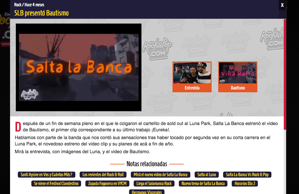 Rock and pop /// Estreno «Bautismo» de Salta La Banca